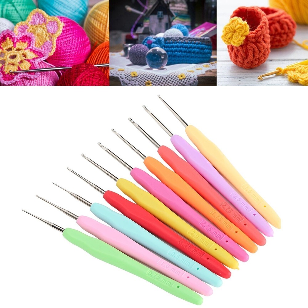 10-Piece Metal Crochet Hook Kit for DIY Knitting and Crafting