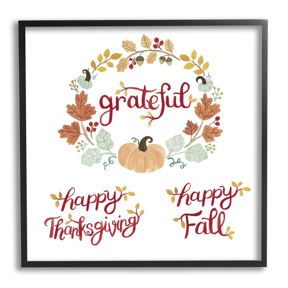 Grateful Thanksgiving Botanical Pumpkin Wreath Design by He-image