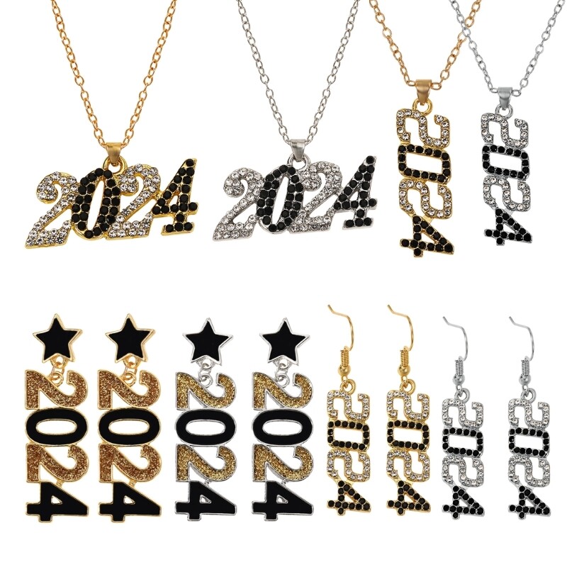 2024 Trendy Women’s Simple Necklace and Ear Studs Set – Elegant Minimalist Jewelry Accessory