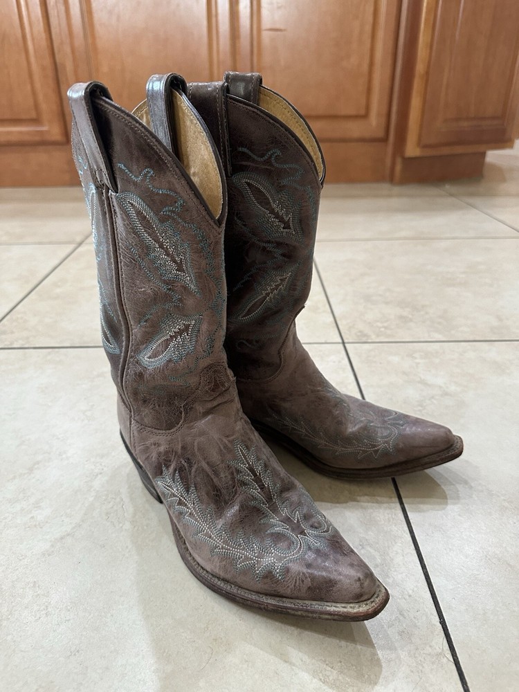 Justin Cowboy Boots for Women - Brown Leather Size 7.5 - Western Country Style  