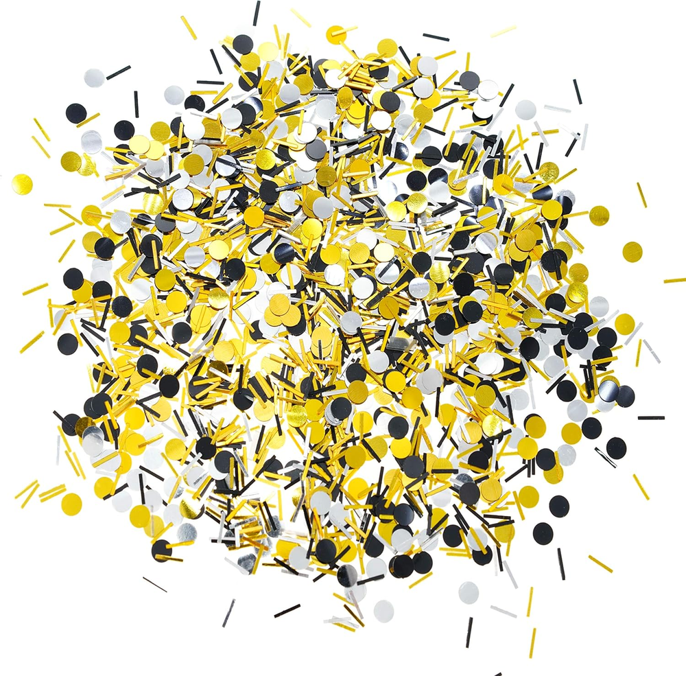 Black Gold Party Table Confetti - Wedding Anniversary Bachelorette Graduation Pa