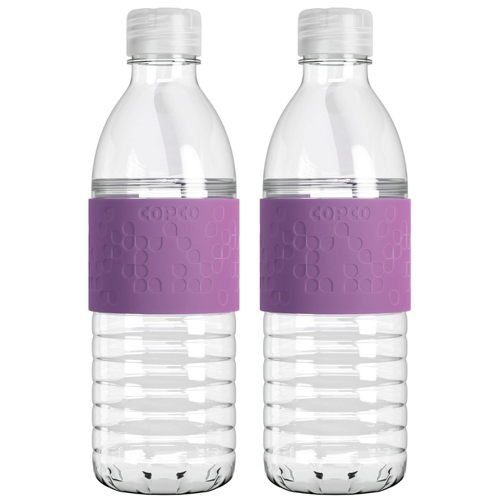 16 oz Hydra Reusable Water Bottles, Set of 2 – Clear Tritan with Non-Slip Sle...