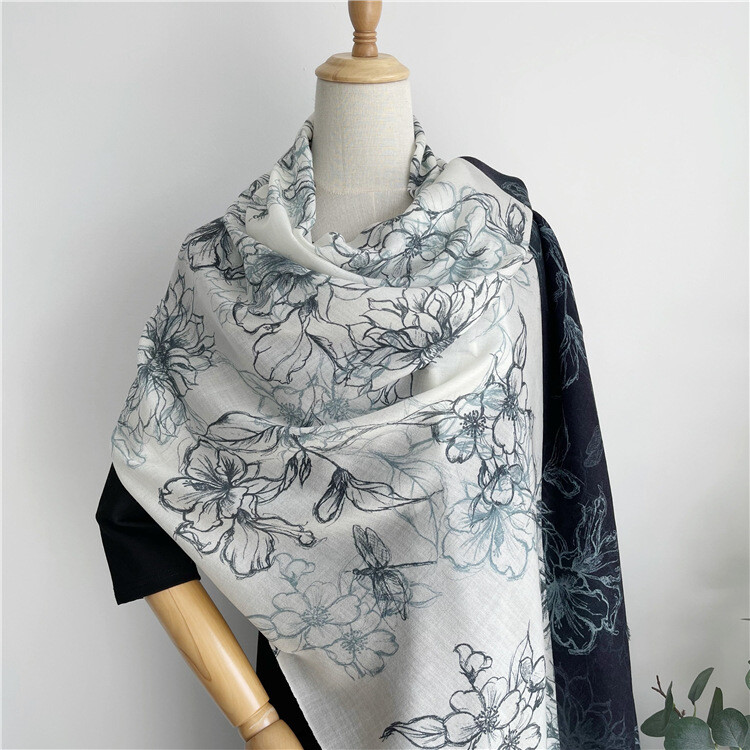 Pure 300s Cashmere Scarf Wrap Shawl Classic Beautiful Print Scarf 78