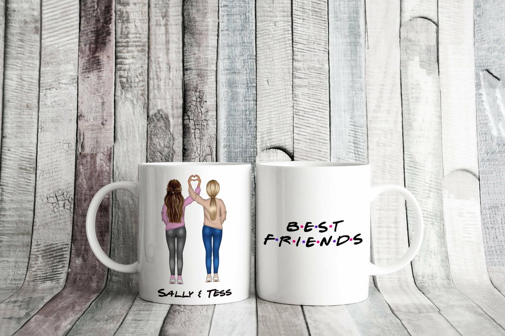 Customizable Best Friends Mug Heart Besties Mug Gift Bff Gift
