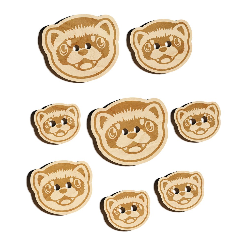 Lindos botones de madera para cara de hurón para coser tejido de ganchillo hágalo usted mismo artesanía