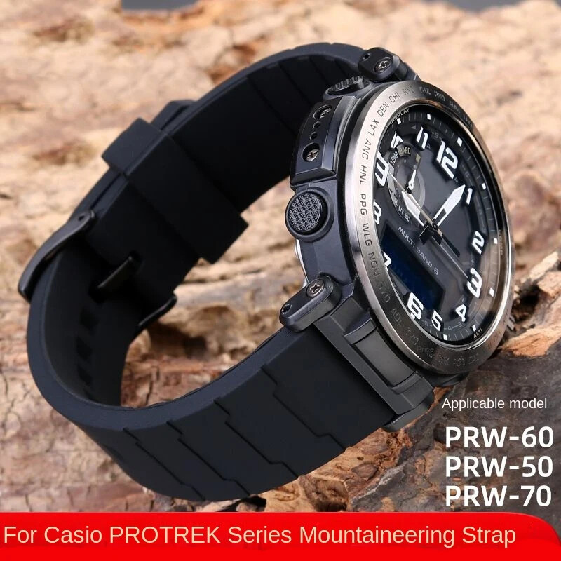 Silicone Rubber Watchband For Casio PROTREK Series PRW-60/YT PRW-30/50/70 Strap