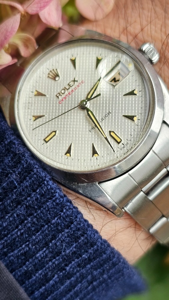 Vintage Rolex 6494 Honeycomb Dial Men's Hand-Winding Watch 1950s