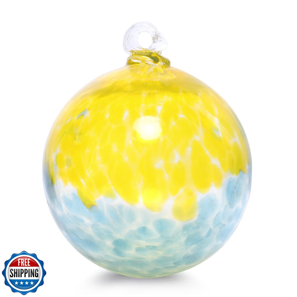 VCUTEKA Hand-Blown Glass Hanging Gazing Ball for Outdoor Garden Decor
