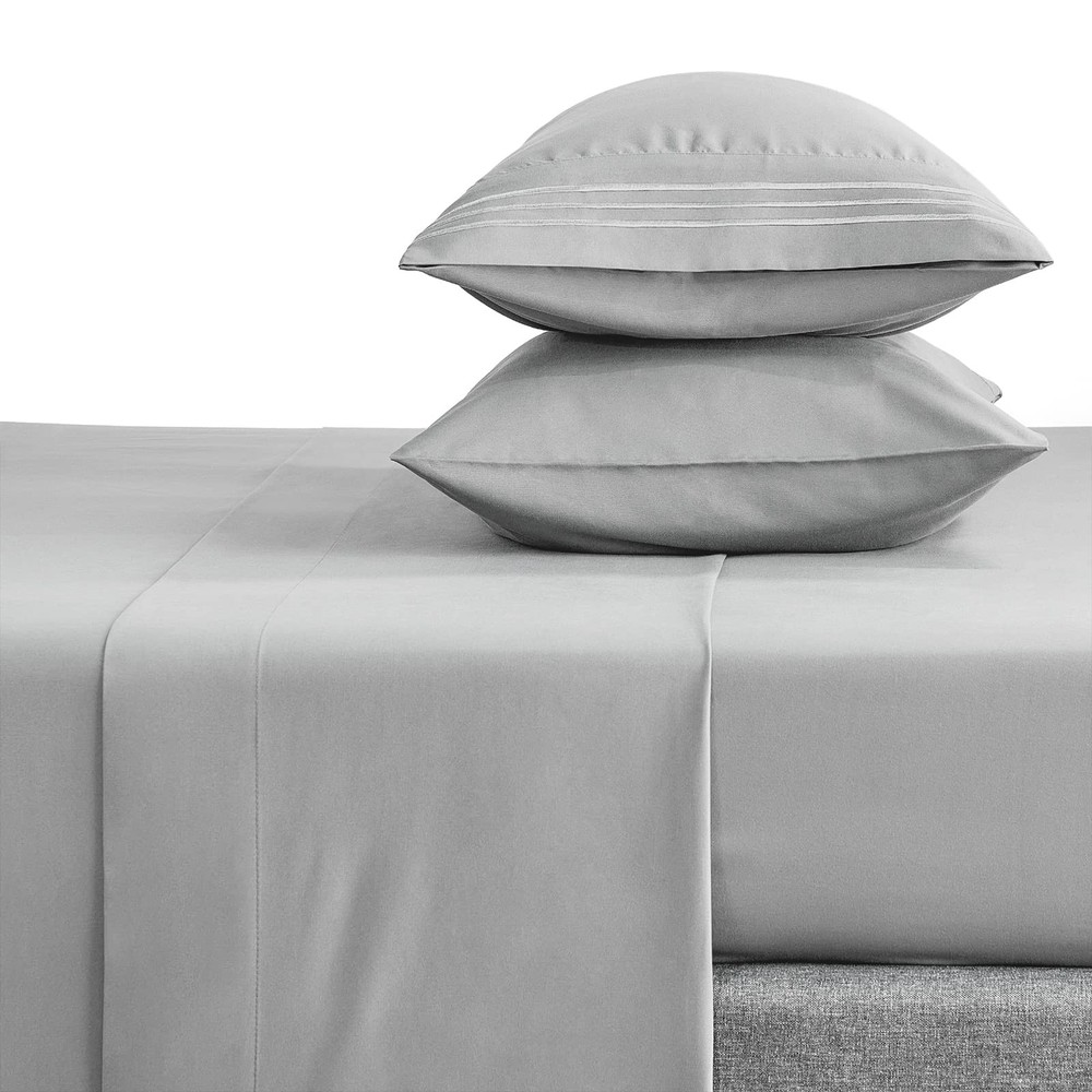 Queen Bed Sheets Set 1800 Series 4-Piece Embroidered Double Brushed Microfibe...