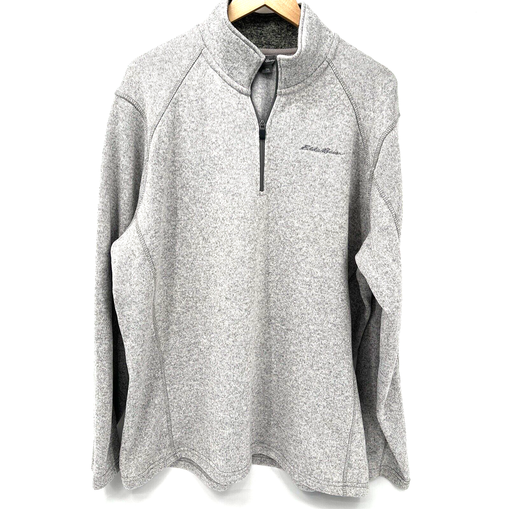 Eddie Bauer Jacket Mens XXL Fleece Pullover 1/4 Zip Gray Outdoor Classic