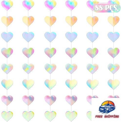 88  PCs Hearts Decor-4PCS Laser 5.9 FT Banners-Home Wall Love Decor-Bİrthday