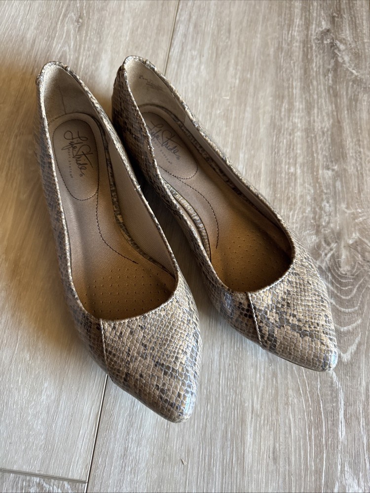 Women’s Snakeskin Flats Life Stride Size 9.5M Slip On Shoes Brand New In Box