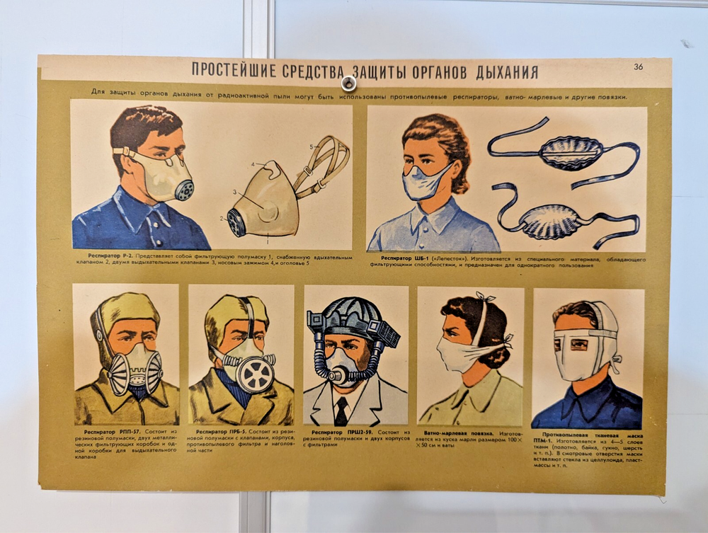 Soviet Radiation Poster -Propaganda Cold War☢️Chernobyl- Respiratory protection!