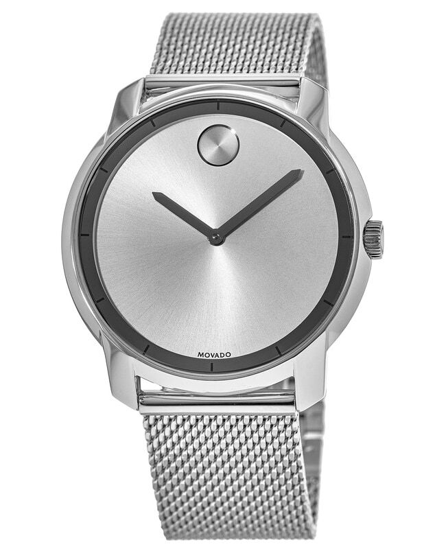 New Movado Bold Silver Sunray Mesh Bracelet 44mm Men's Watch 3600260