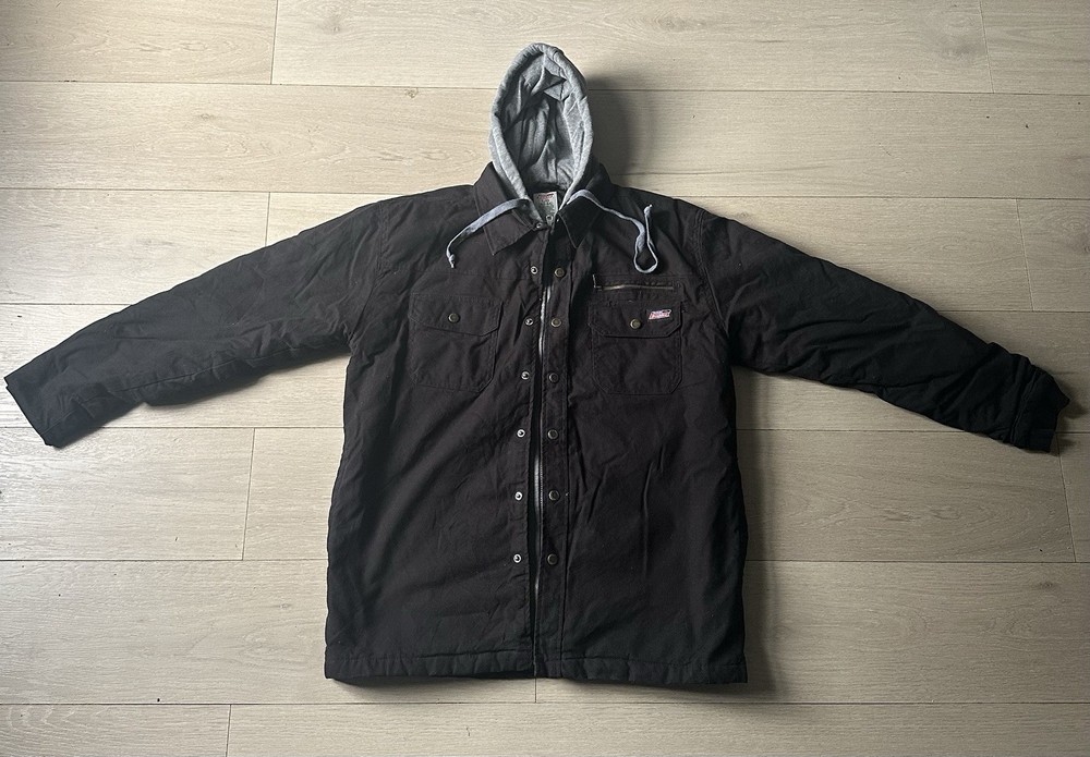 Dickies Insulated Canvas Hoodie Jacket for Men - Size L Black Workwear