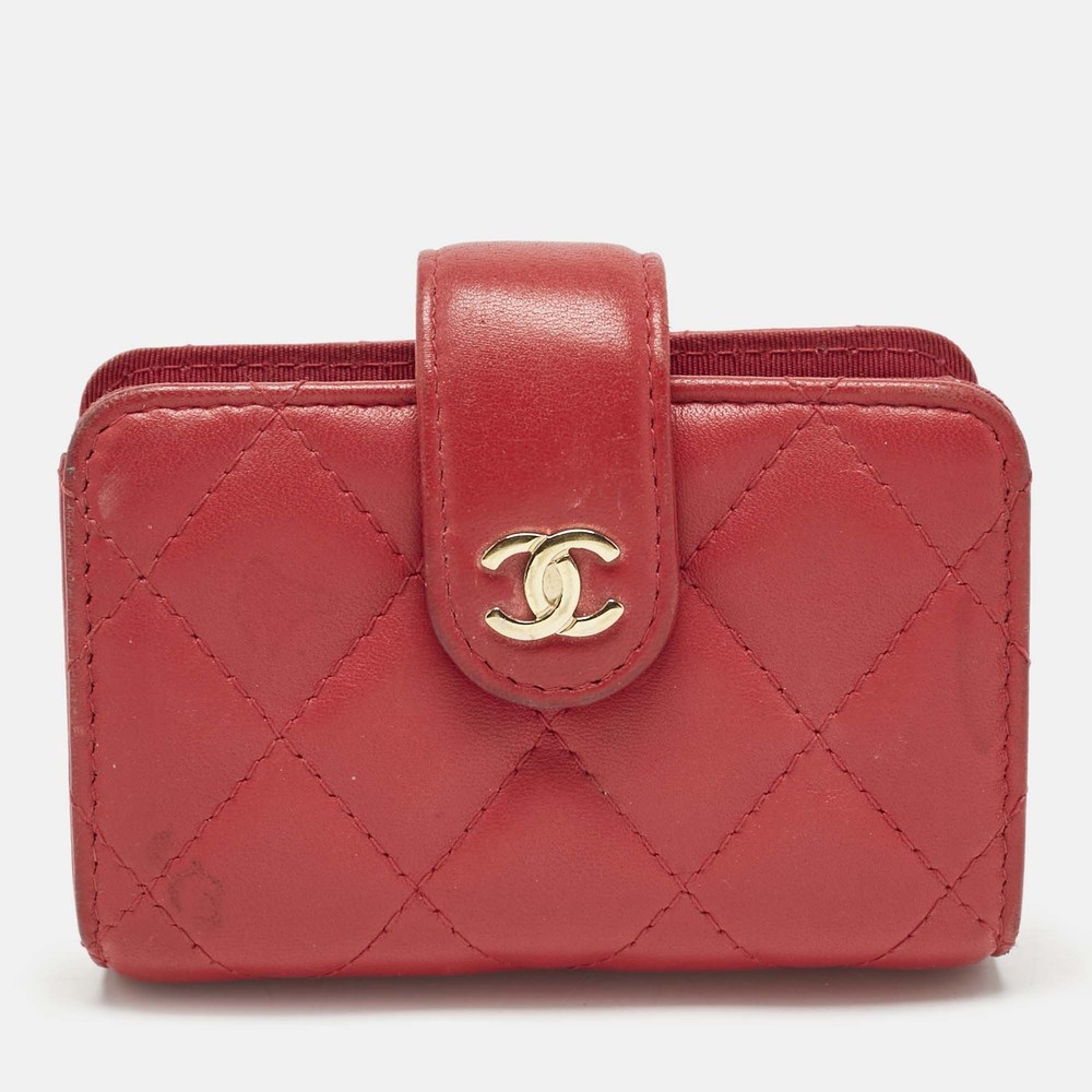 Chanel Pink Quilted Leather Card Holder with Gusset