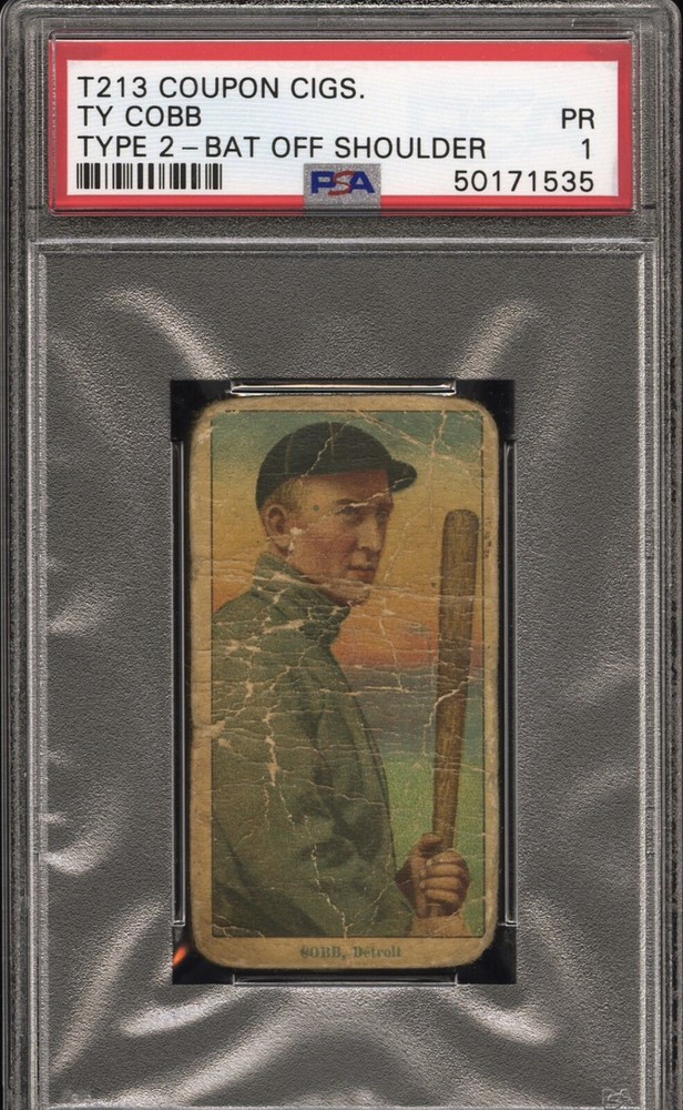 RARE T-213 TY COBB Coupon Cigs Type 2 Bat Off Shoulder PSA PR 1-image