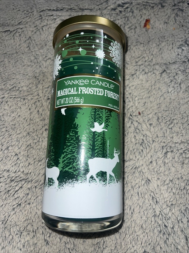 Yankee Candle Magical Frosted Forest Large 20oz Jar Candle with Deer Design