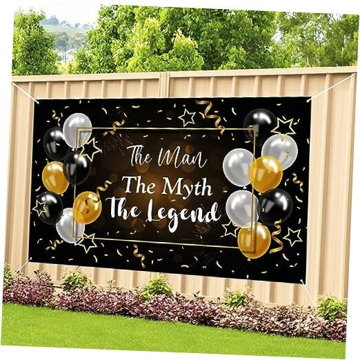 The Man The Myth The Legend Birthday Banner for Men's Party Decor