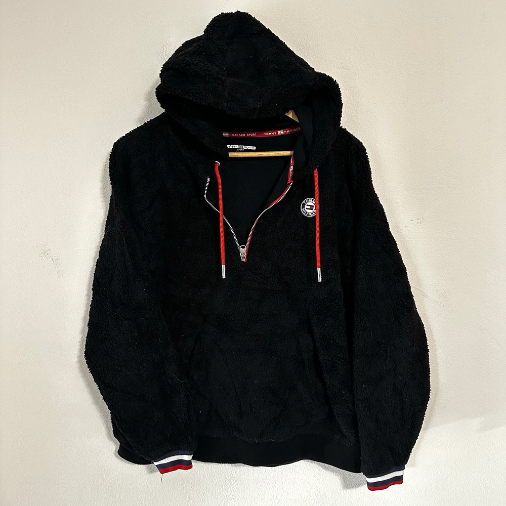 Tommy Hilfiger Womens Sport Faux Fur Hooded Zip Pullover