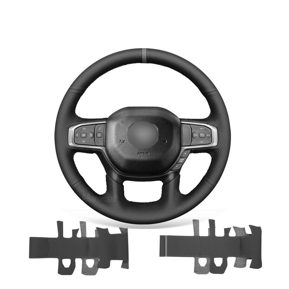 Custom Stitch PU Leather Steering Wheel Wrap for Dodge Ram 1500 2019-2021