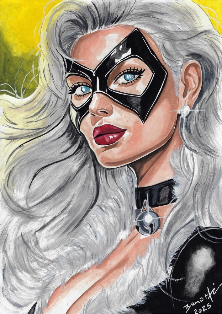 Cat Woman original comic art 9x12 by Breno Moreira - TramaStudio