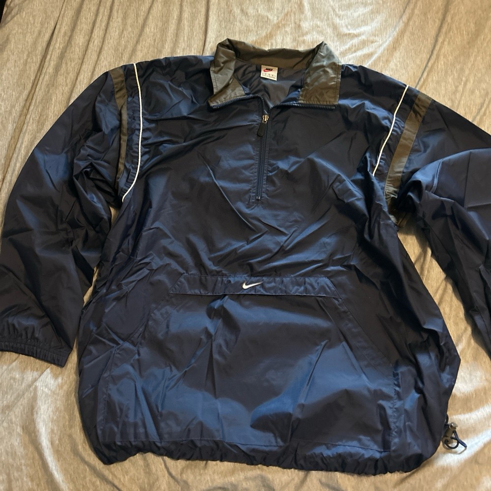 Vintage Navy Blue Nike Quarter Zip Windbreaker, Size XXL. Pre Owned