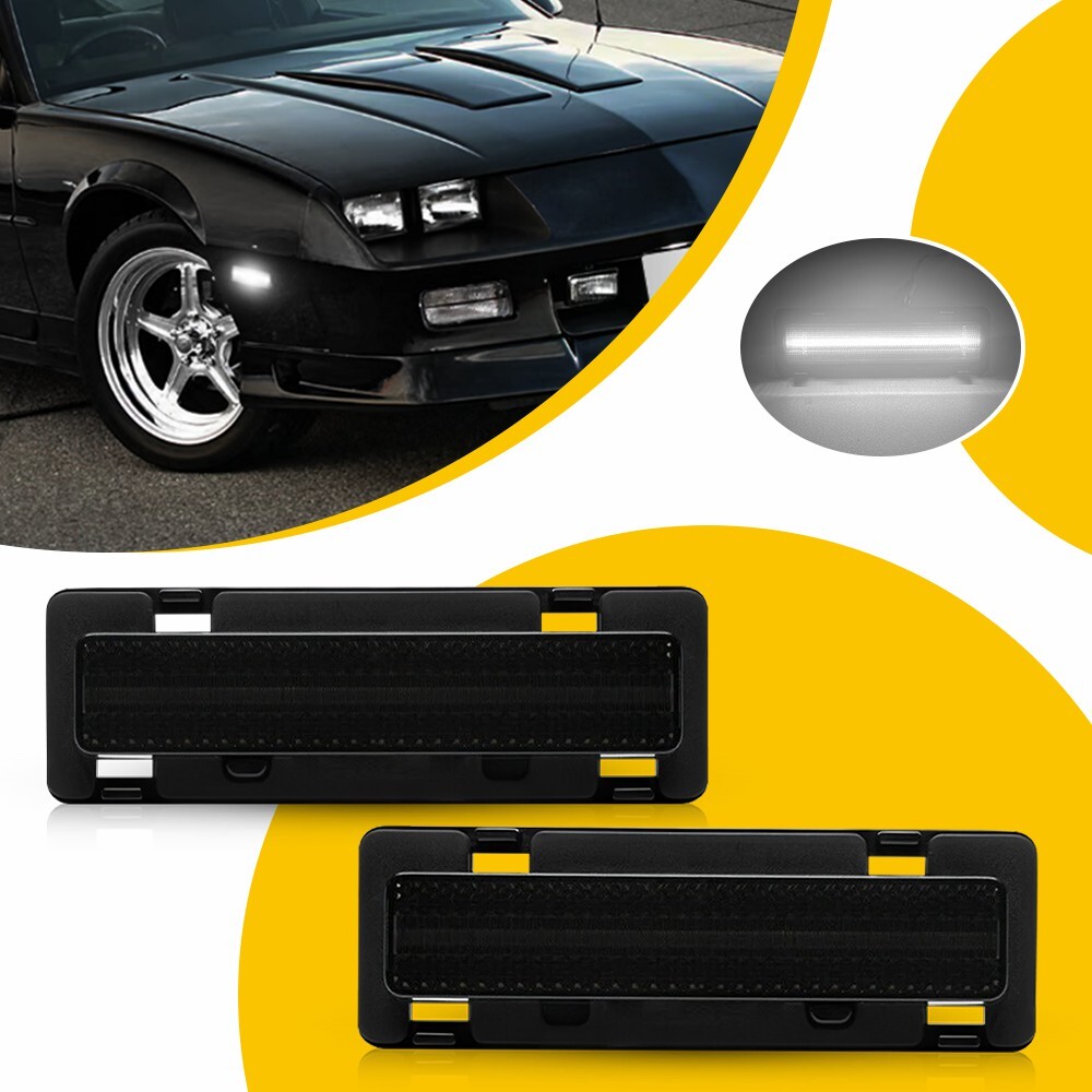 2x Smoked LED Front Side Marker Lights For 1982-92 Chevy Camaro Pontiac Firebird
