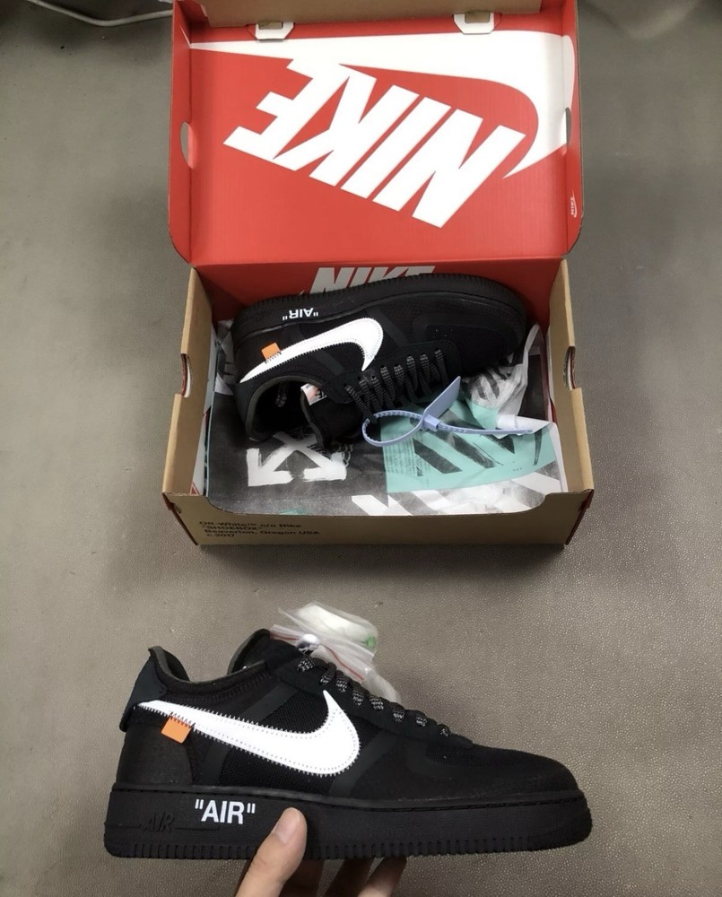 Nike Air Force 1 Off White Black White Low Top Lace Up Athletic Sneakers Men