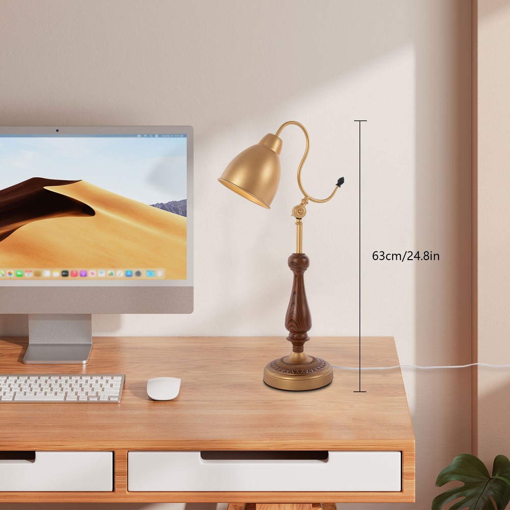 Bedside Table Lamp, Bedroom Desk Light Desktop Lamp, Tabletop Desk Lamp Gold