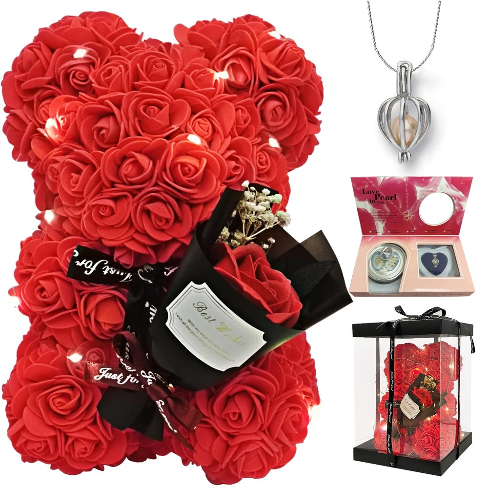 Mothers Day Gift for Mom Grandma Red Rose Teddy Bear Pearl Surprise Blind Box  -image