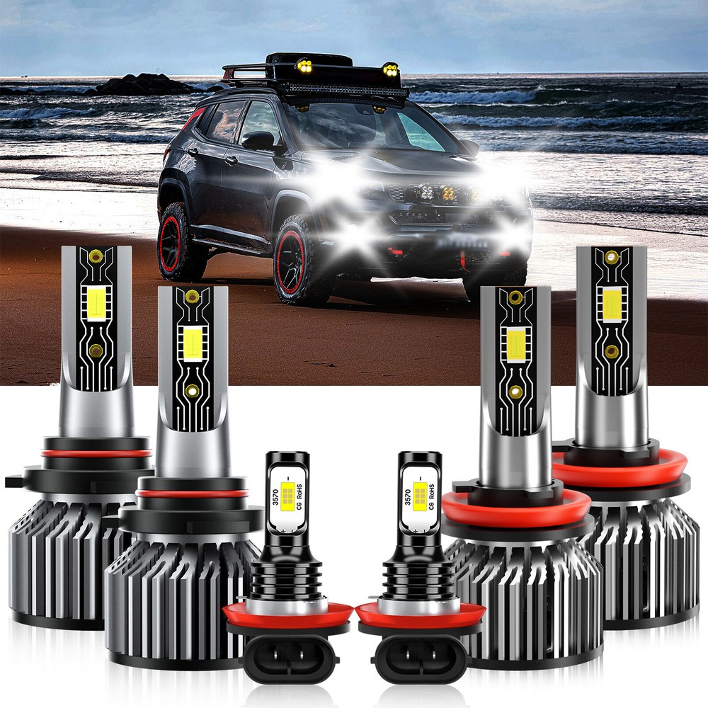 9005 H11 H11 LED Headlight Fog Light Bulbs Combo For Jeep Compass 2014-2021