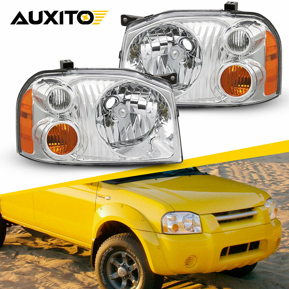 2x Chrome Housing Amber Reflector Headlights For 2002-2003 Nissan Frontier Base