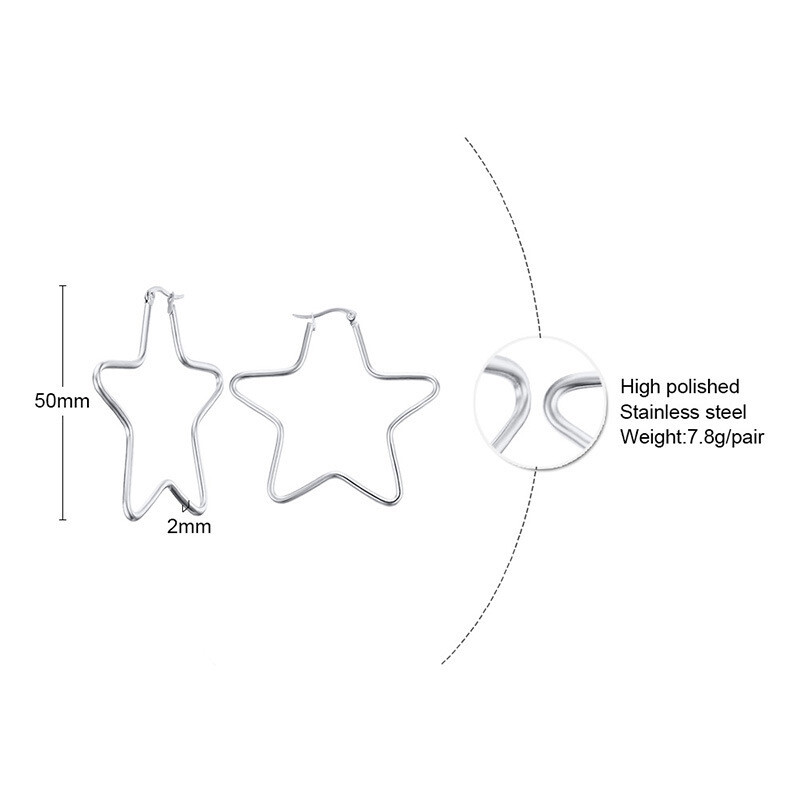 Titanium Steel Five-Pointed Star Earrings for Women - Simple Polished Design
