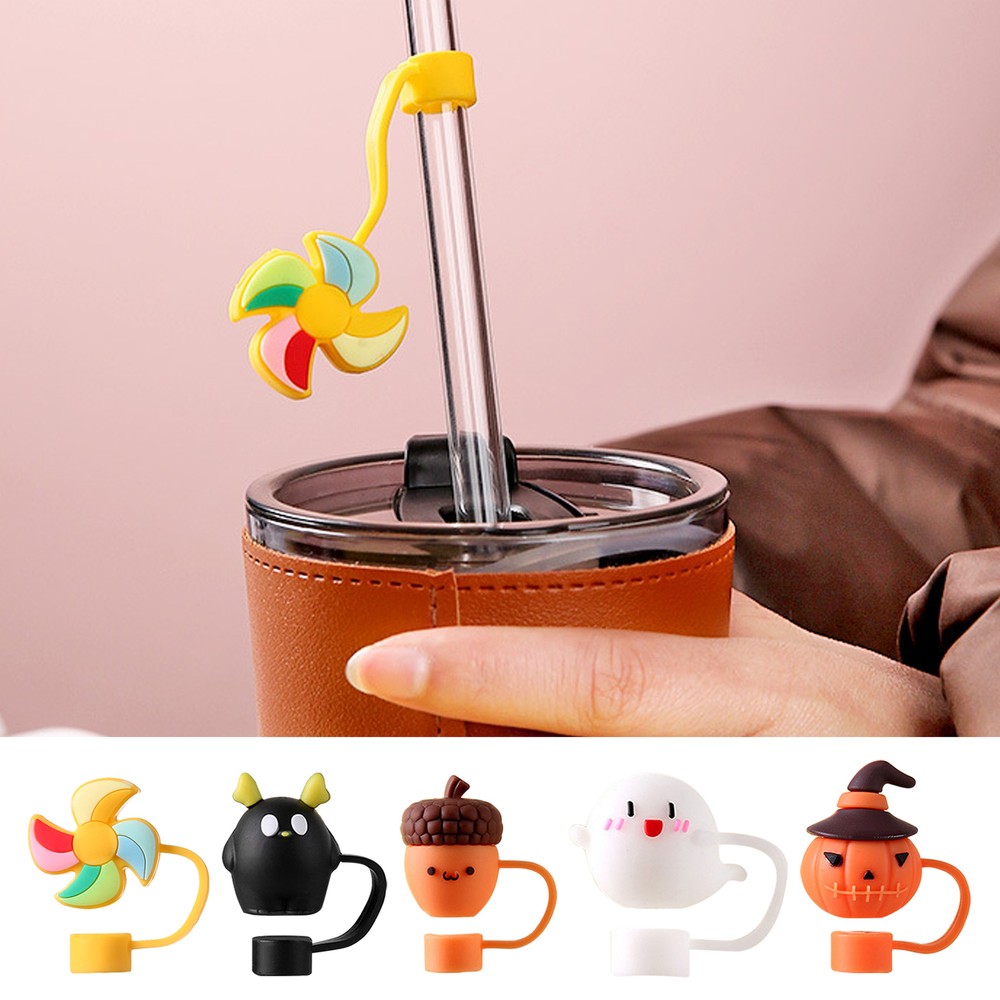 2pcs Silicone Straw Covers Cute Dust-Proof Silicone Accessories Reusable