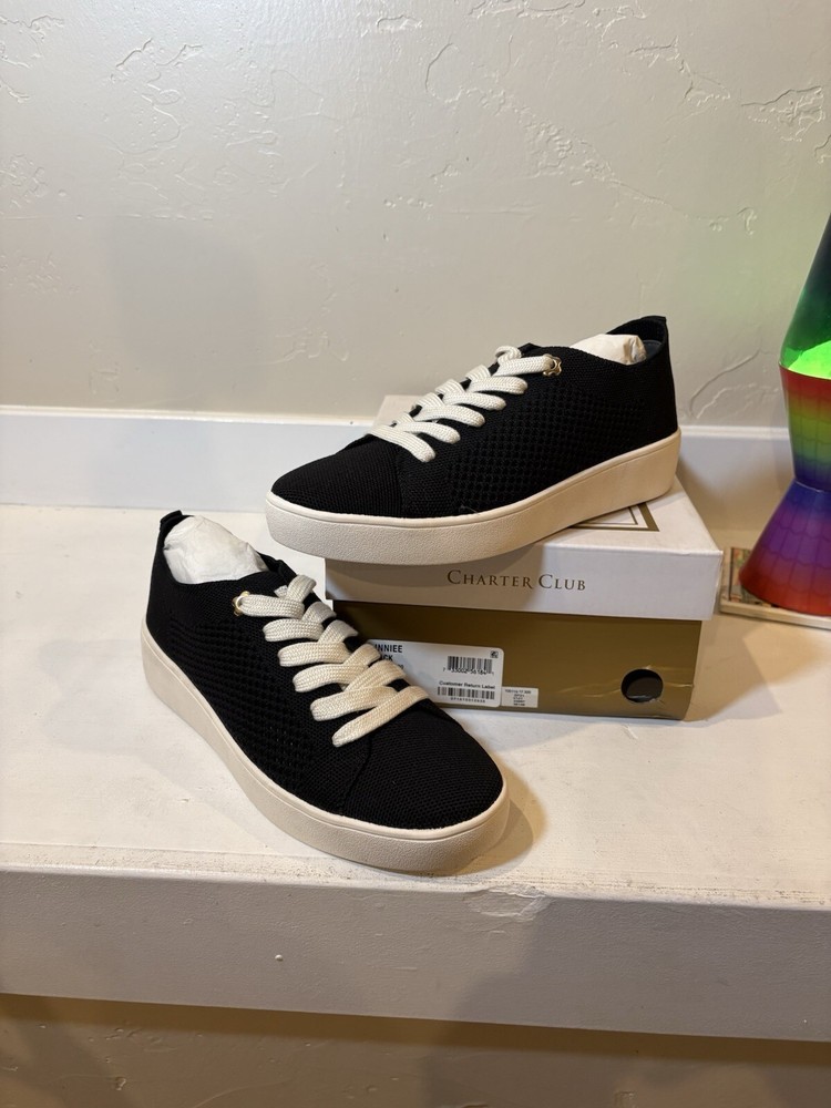 Charter Club- Linnie Dusty Black Lace Up Sneakers Size 7 M NEW