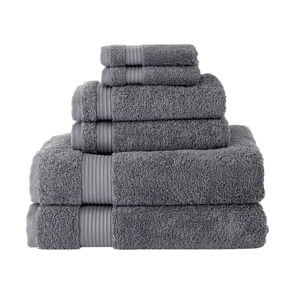 Luxury 6-Piece Turkish Cotton Towel Set Quick Dry Grey