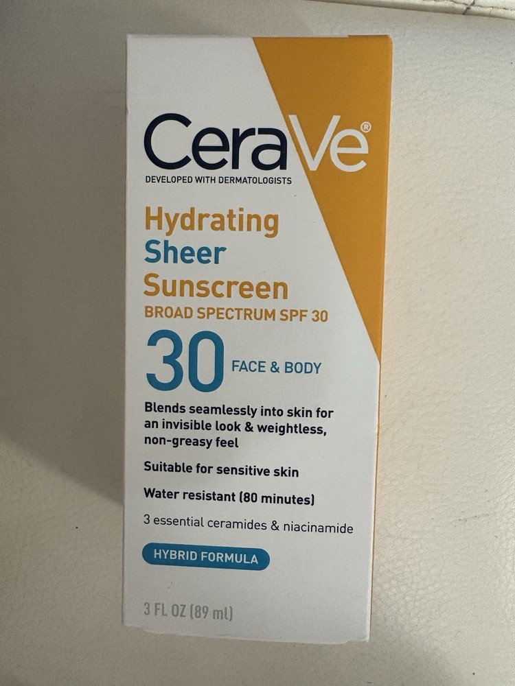 CeraVe Hydrating Sheer Mineral Sunscreen SPF 30 for Face & Body