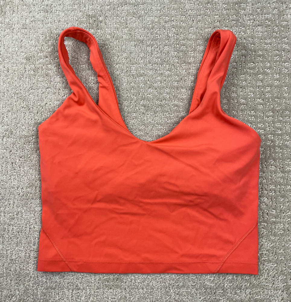 Lululemon Align Crop Tank Top Womens 4 Salmon Pink V Neck Athleisure Active Gym