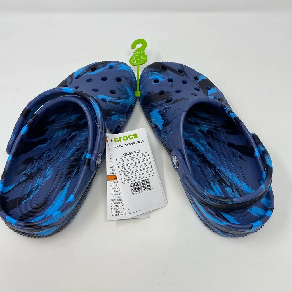 Crocs Kids Classic Marbled Clog Navy/Multi Size J3 (EU 34-35)