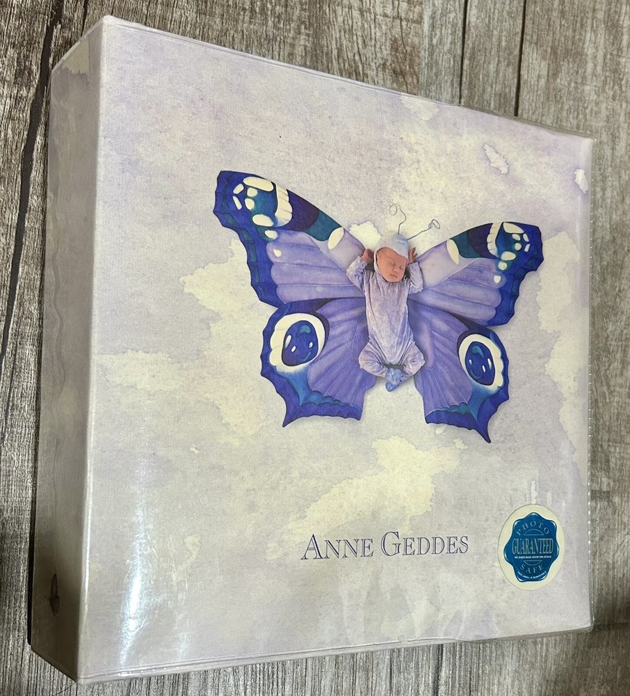 NEW ANNE GEDDES PHOTO ALBUM-200-4x6 PHOTOS PURPLE BUTTERFLY