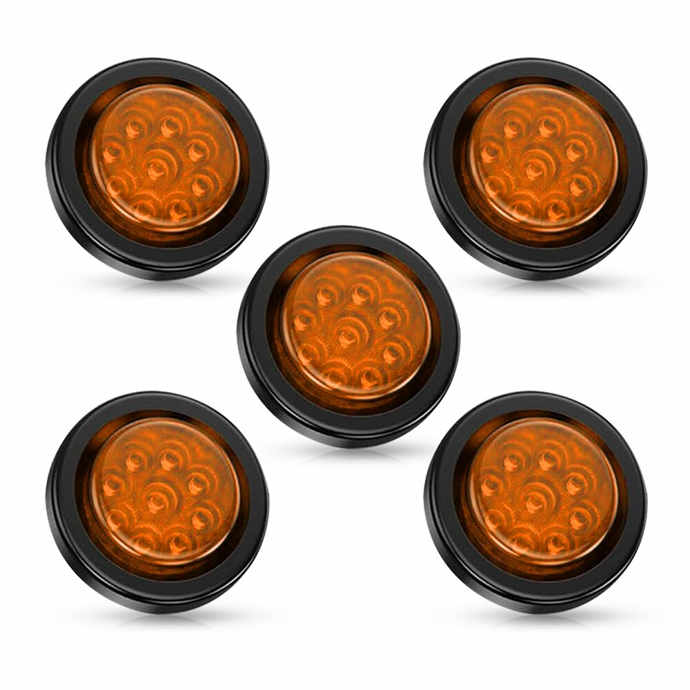 5pcs 2-Inch Amber LED DOT M Trailer Side Marker Lights with Grommet