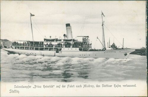 Postcard Szczecin around 1910 Salon Steamer Prince Henry on Ride Misdroy...