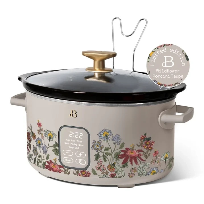 Beautiful 6 Qt Programmable Slow Cooker, Wildflower Porcini Taupe