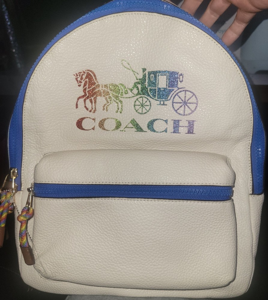 Authentic Coach Charlie Leather Backpack in Rainbow Colors