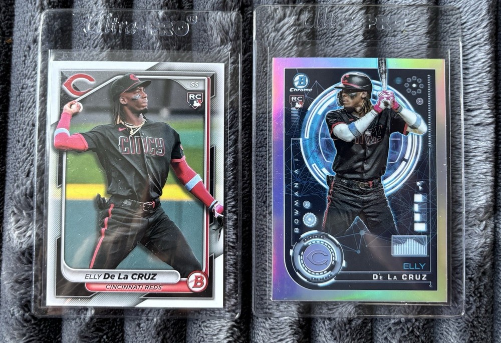2024 Elly De La Cruz Rookie Card Bowman Chrome AI Refractor #BAI-1 + #22 RC LOT