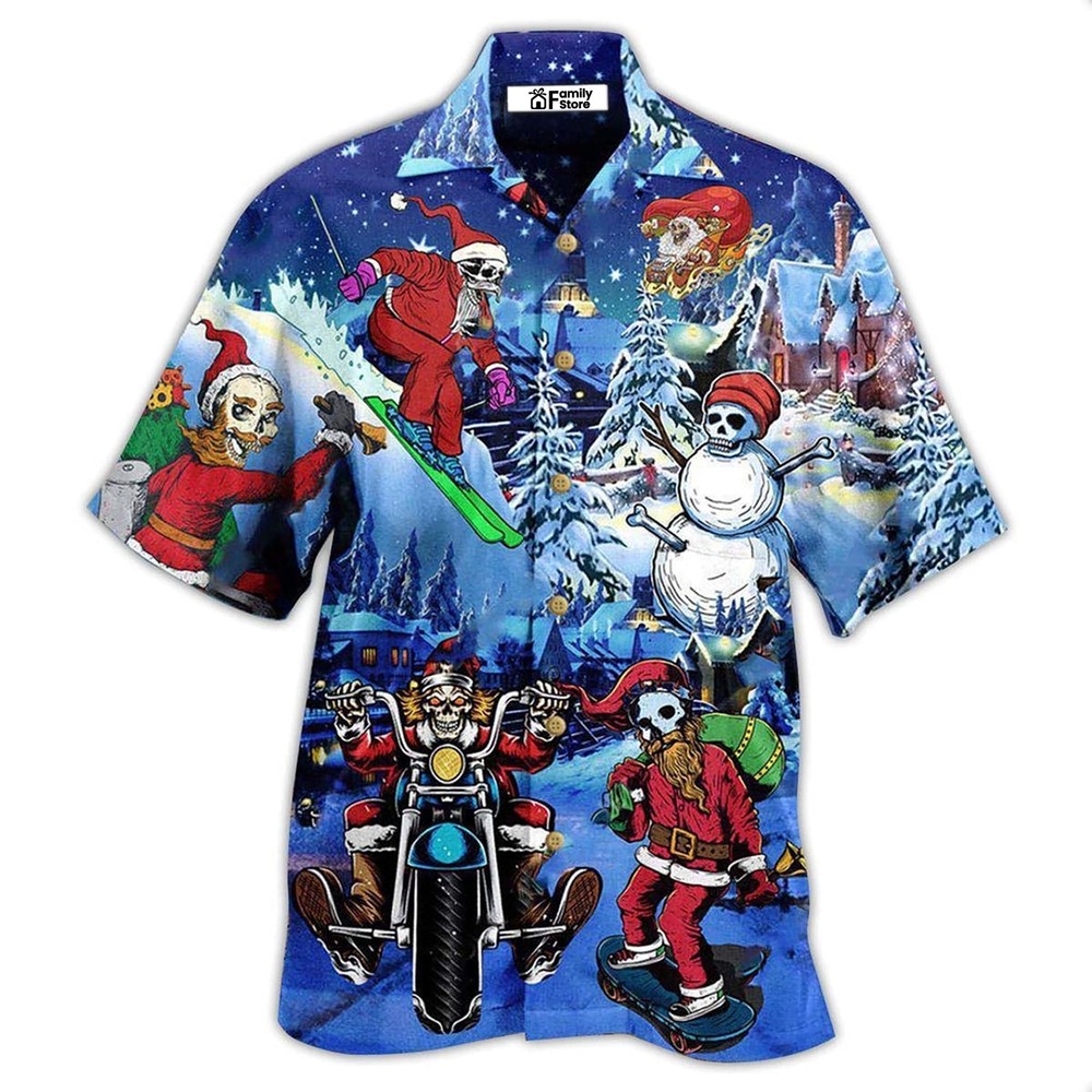 Merry Christmas With Skull   Hawaiian Shirt