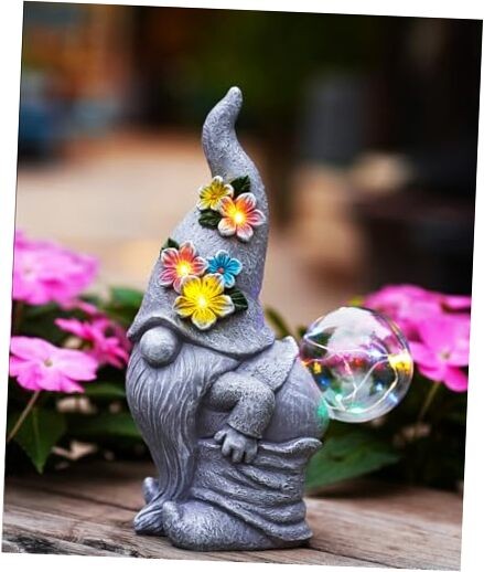Solar-Powered Garden Gnome Statue with Bubble Blowing Feature for Outdoor Decor