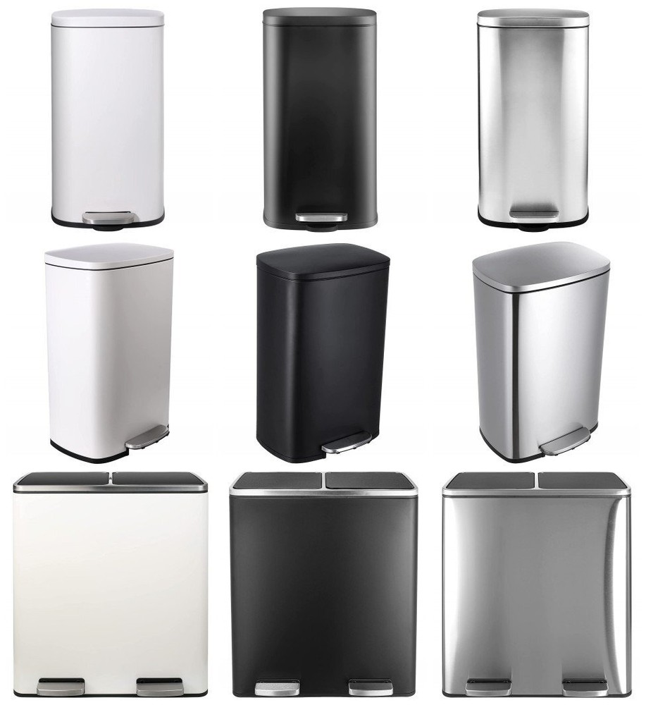 8/13.2/16 Gallon Kitchen Step on Trash Can Stainless Steel Garbage Can with Lid