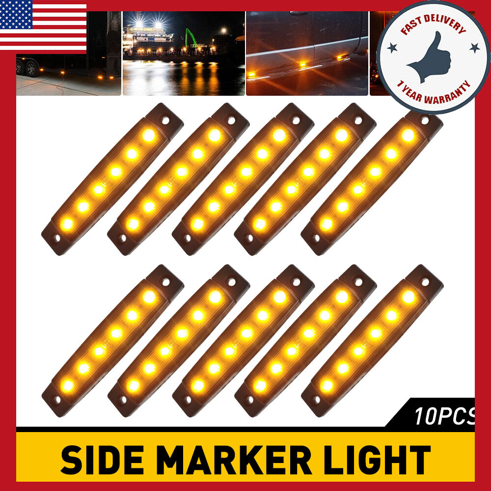 10X Smoke Amber LED Tail Clearance Side Marker Light DRL for Trucks Vans Trailer